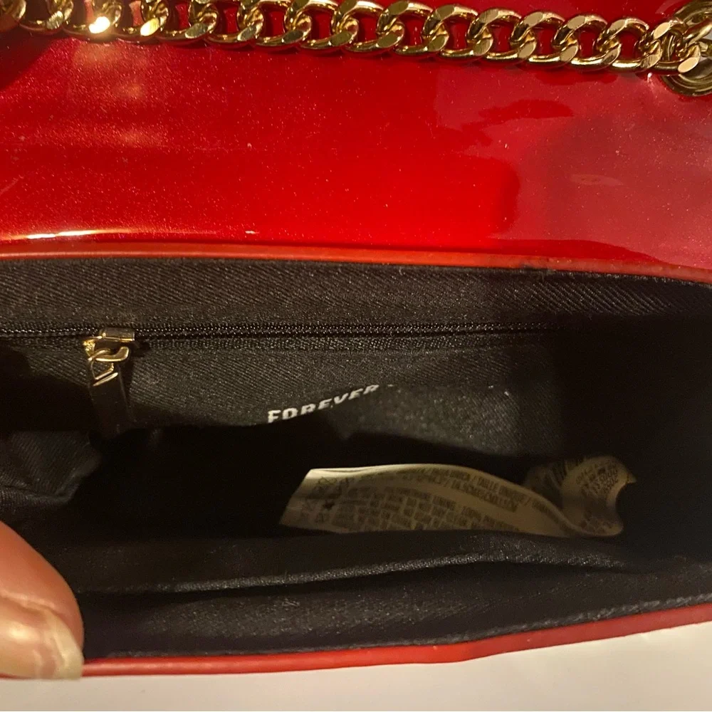 Girls Red Patent Leather Crossbody Bag